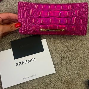 Brahmin Potion Hot Pink Metallic Melbourne Leather Wallet